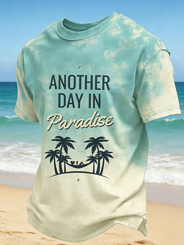 Men's Another Day In Paradise Tie Dye Vacation Print Casual T-Shirt