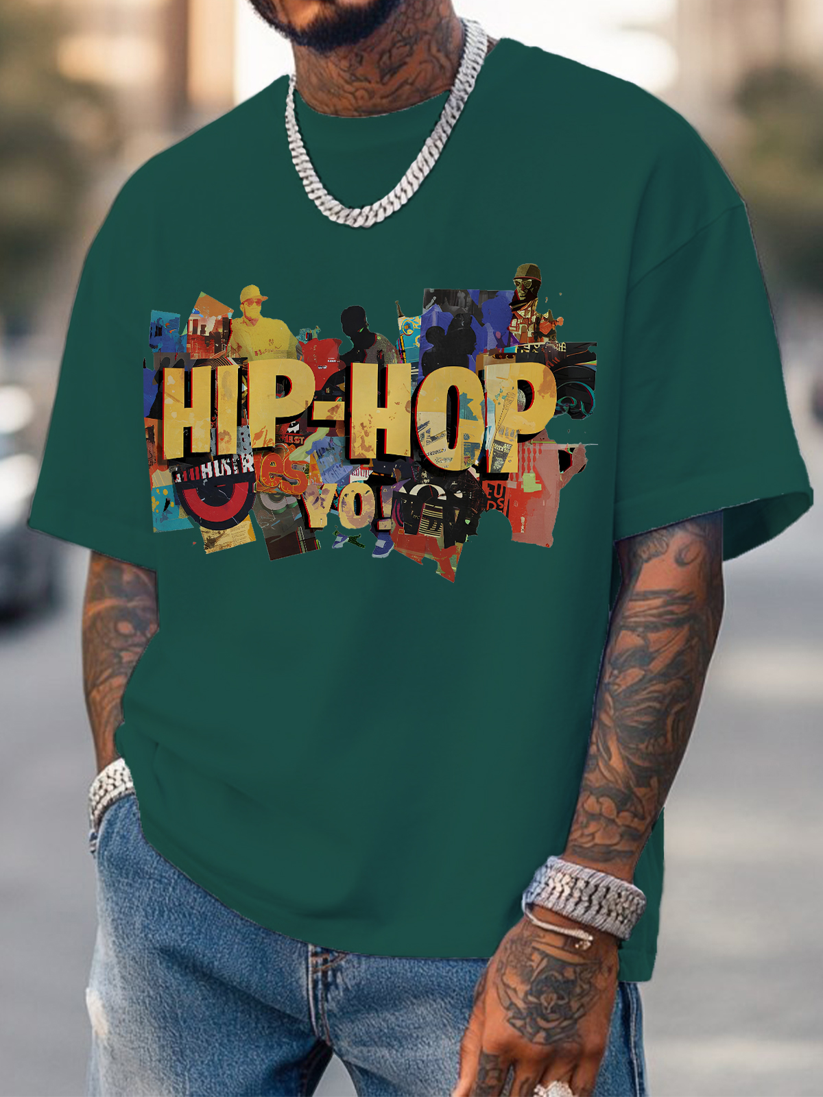 Men's Hip Hop Graffiti Art Print Casual T-Shirt