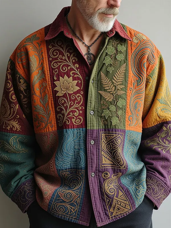Men's Plant Vine Pattern Art Print Long Sleeve Shirt