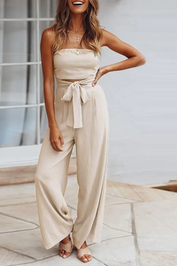 Women's Summer Fashion Sexy Tube Top Strapless Casual Jumpsuit