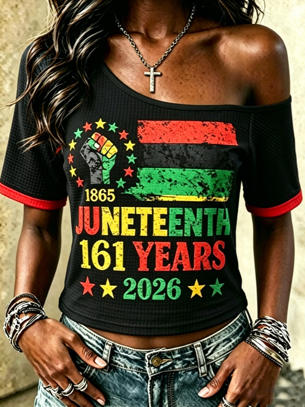 Women's Juneteenth 161 Years Graphic Print Casual T-Shirt