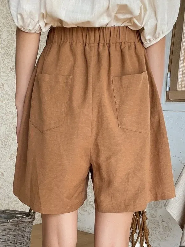 Women's Casual Cotton Linen Pocket Shorts