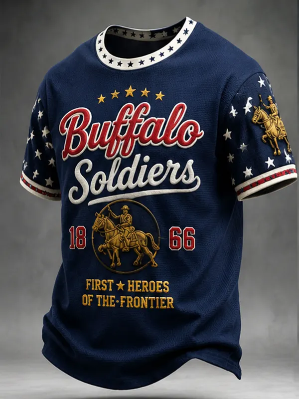 Men's Buffalo Soldiers 1866 Frontier Heroes Print T-Shirt