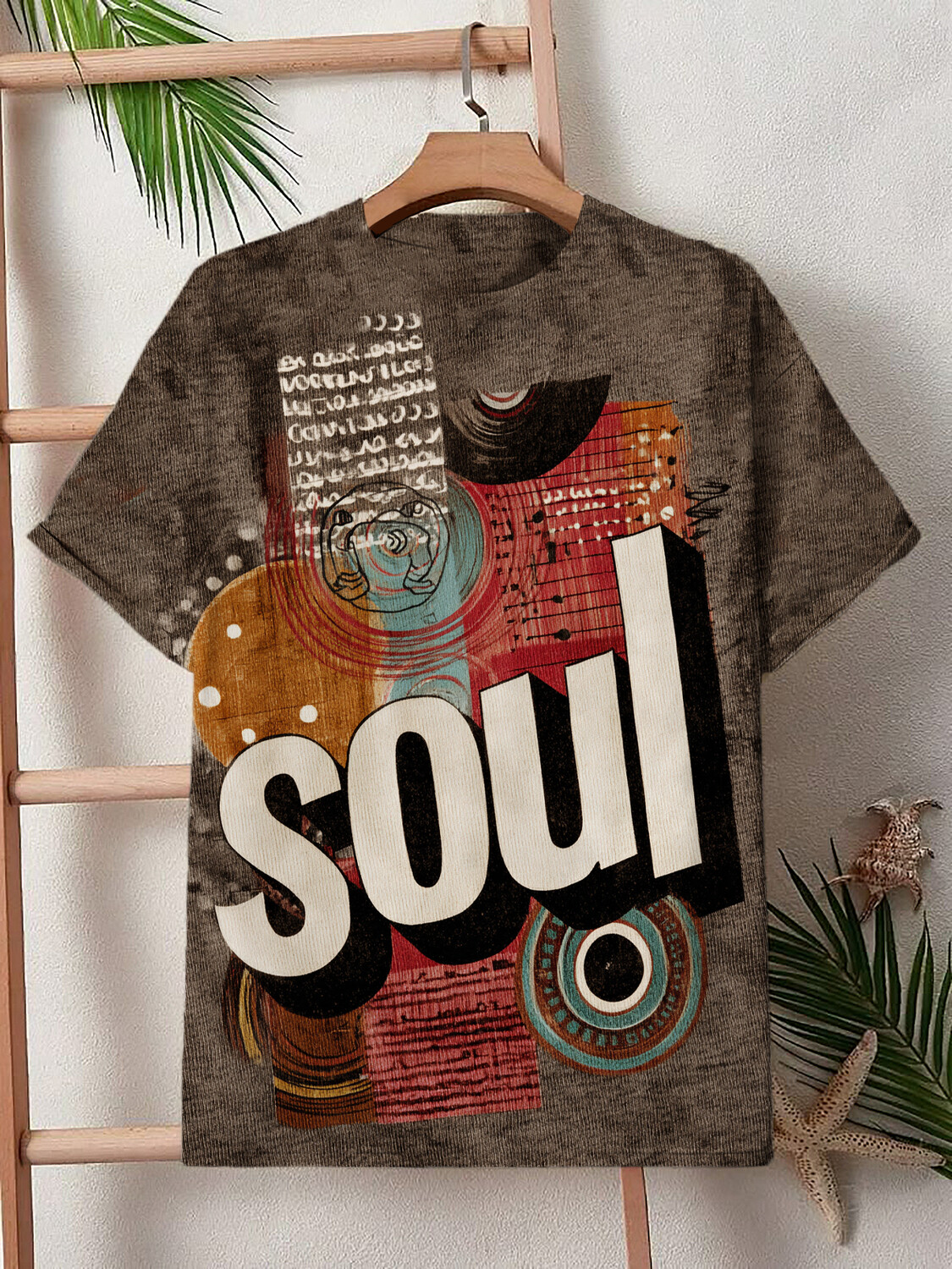 Men's Soul Music Print Casual T-Shirt