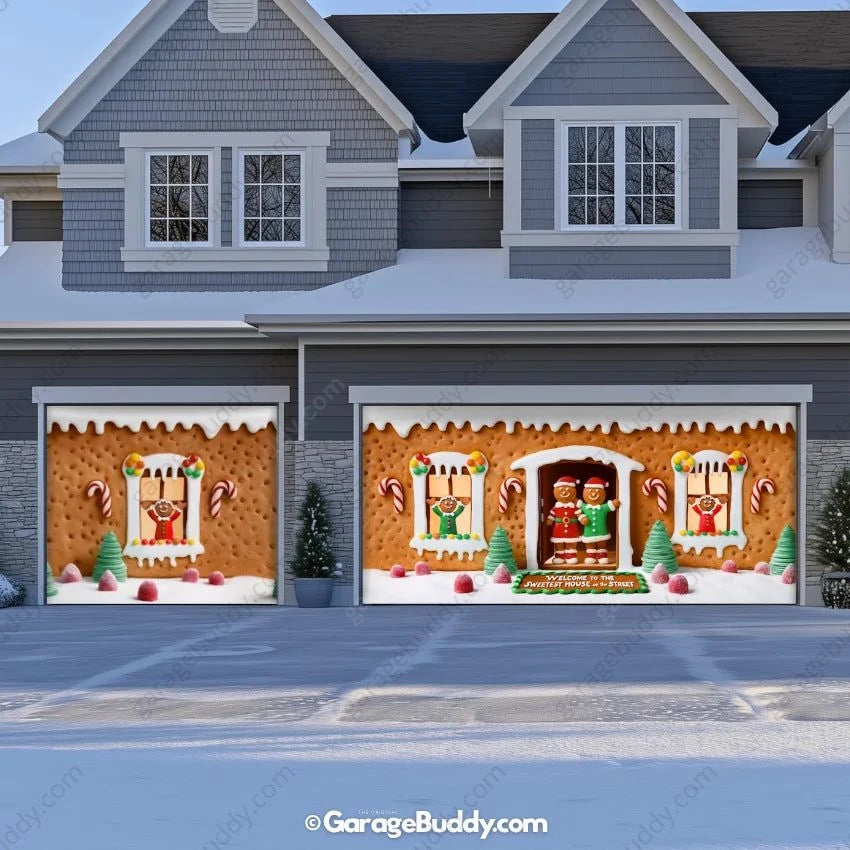 Garage Buddy | Gingerbread Family | Christmas Garage Door Cover