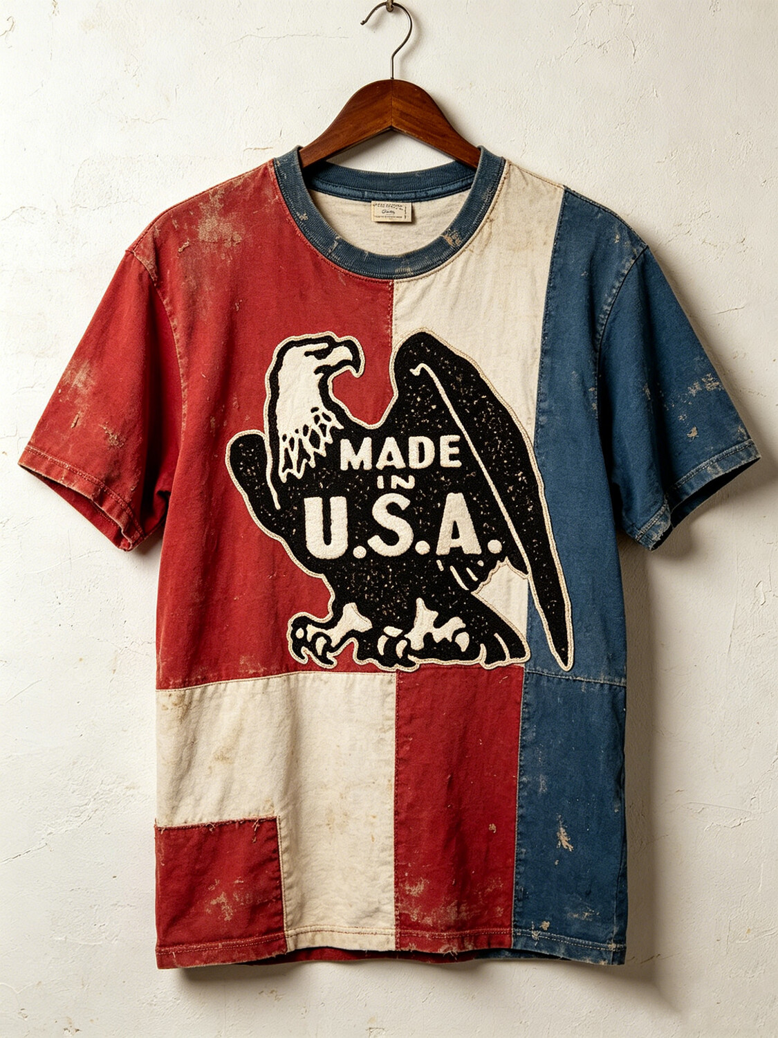 Men's USA Eagle Colorblock Print Casual T-Shirt