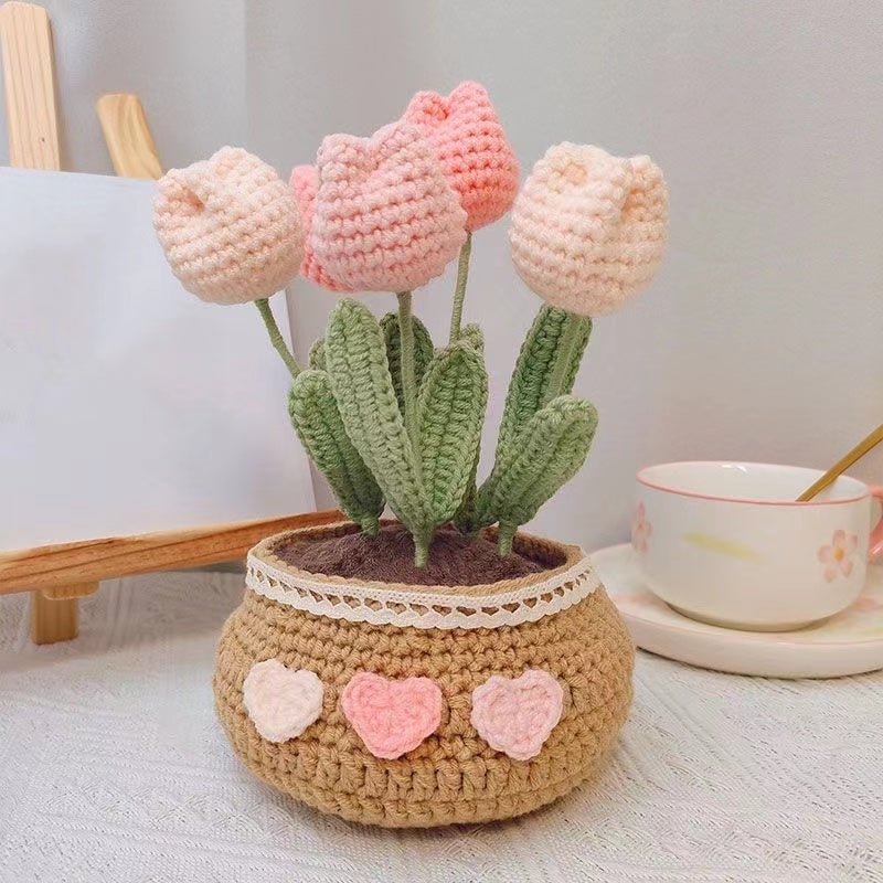 🔥Last 4 hours Sale: Save $20 -Hand-woven Flower Potted Desktop Ornaments (DIY)
