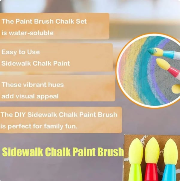 🔥Last Day 49% OFF - 🌈Outdoor Sidewalk Chalk Paint Brush Set | Paint in the Brushes – Just Add Water✨🎨