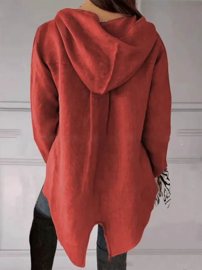 Women's Button Down Hooded Tuxedo Solid Color Shirt