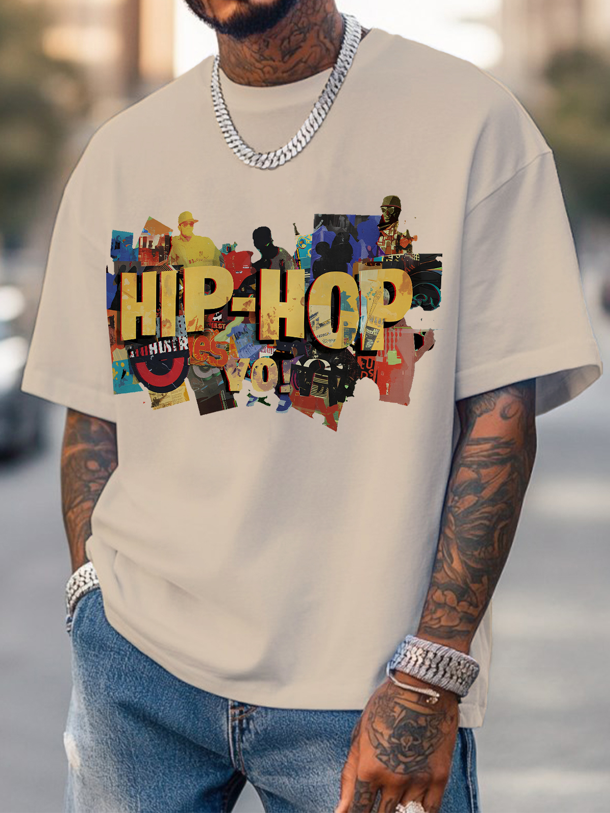 Men's Hip Hop Graffiti Art Print Casual T-Shirt