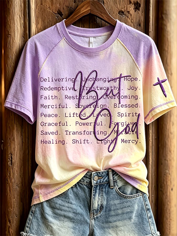Women's But God Faith Cross Art Print Casual T-Shirt