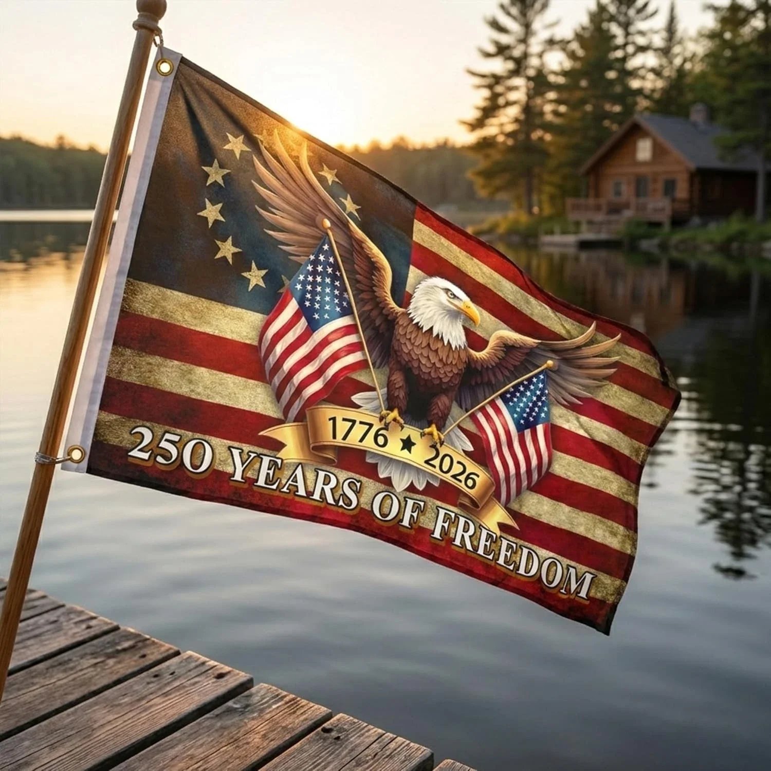 USA 250th Anniversary Flag 1776 - 2026 Patriotic Eagle