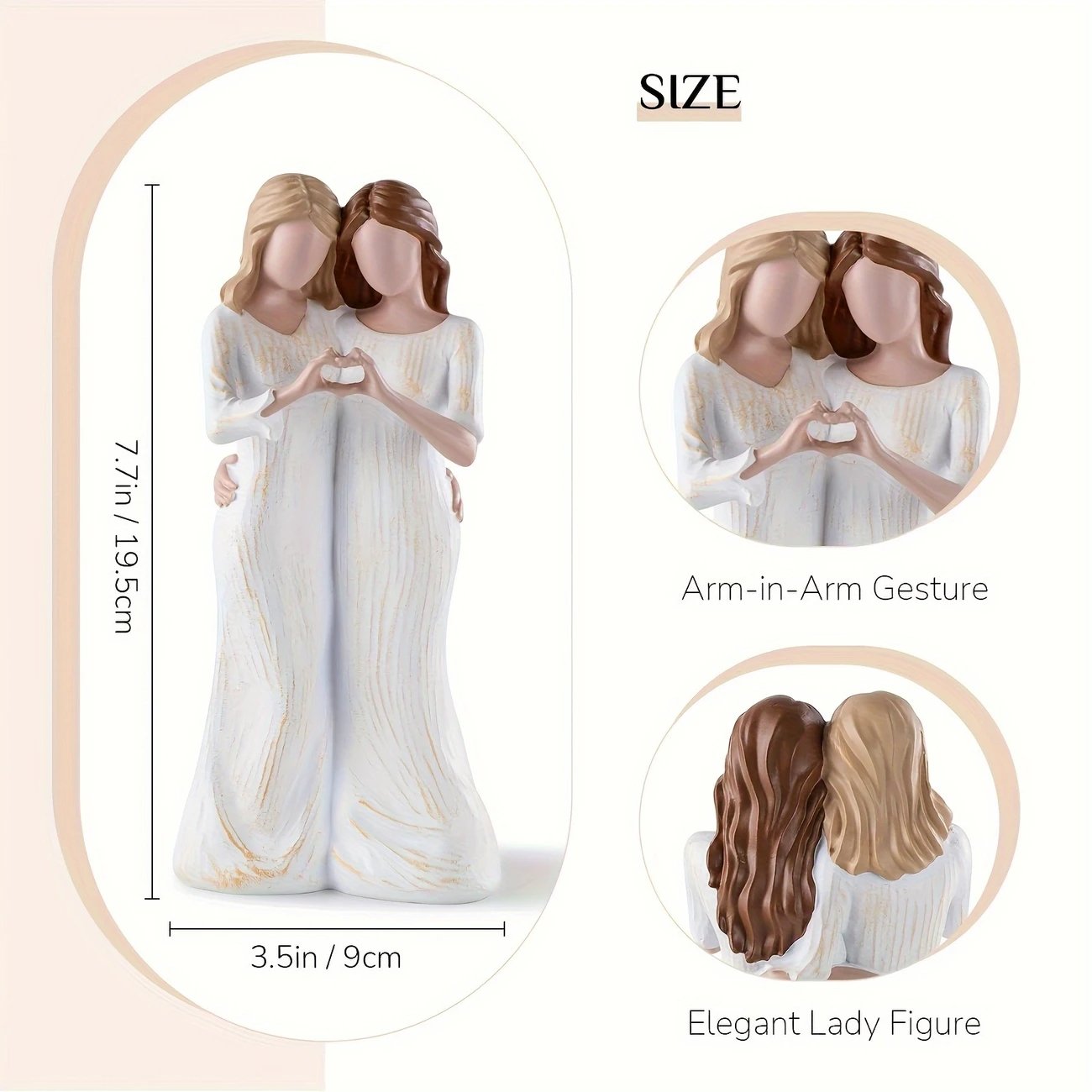 💕✨Mother and Daughter Close Heart Gesture Statue