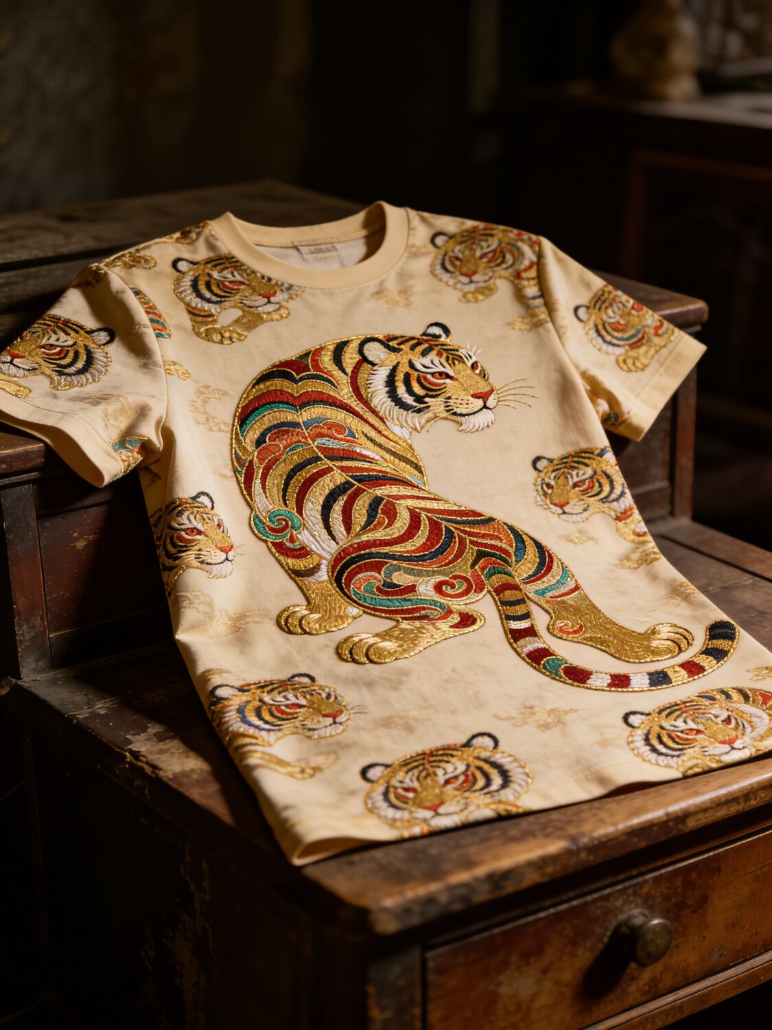 Men's Retro Tiger Japanese Art Art Print T-Shirt