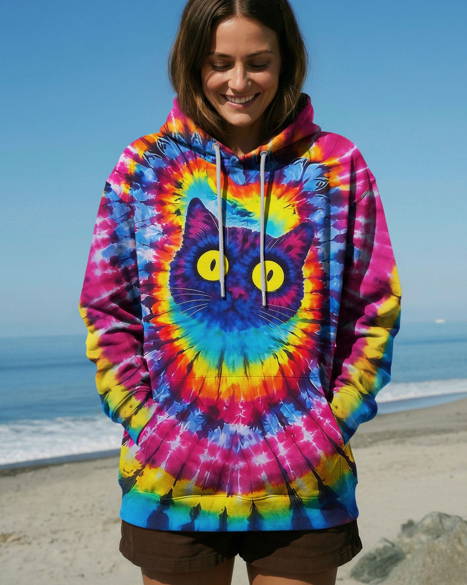 CAT COLORFUL SWIRL PATTERN ALL OVER PRINT - TLNO2412252