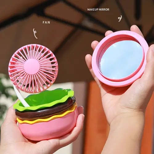 USB Powered Smart Small Fan Cute Hamburger Shaped Fan- Essential Heating And Cooling Solutions And Air Purifier Accessories For Homes And Kitchens