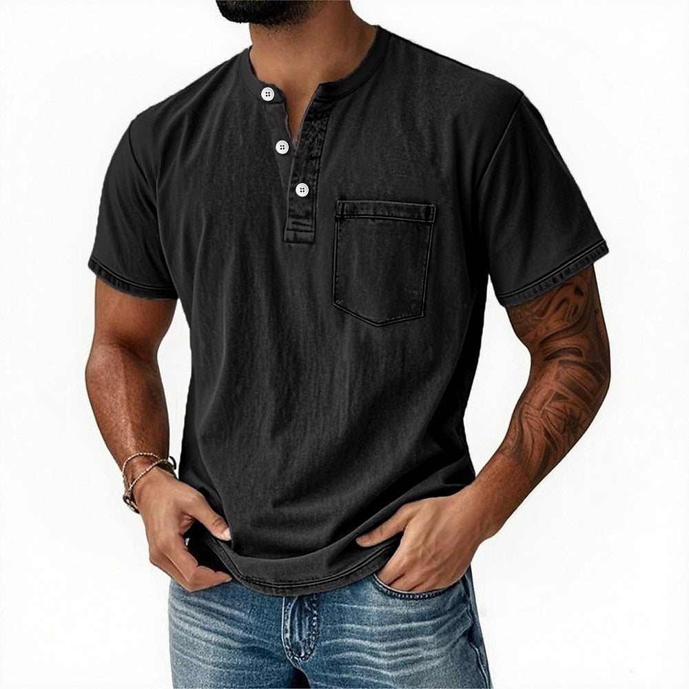 100% Cotton Henley T-Shirt