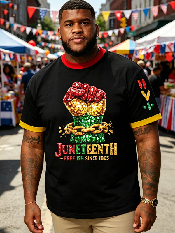 Men's Juneteenth Freeish 1865 Breaking Every Chain Print T-Shirt