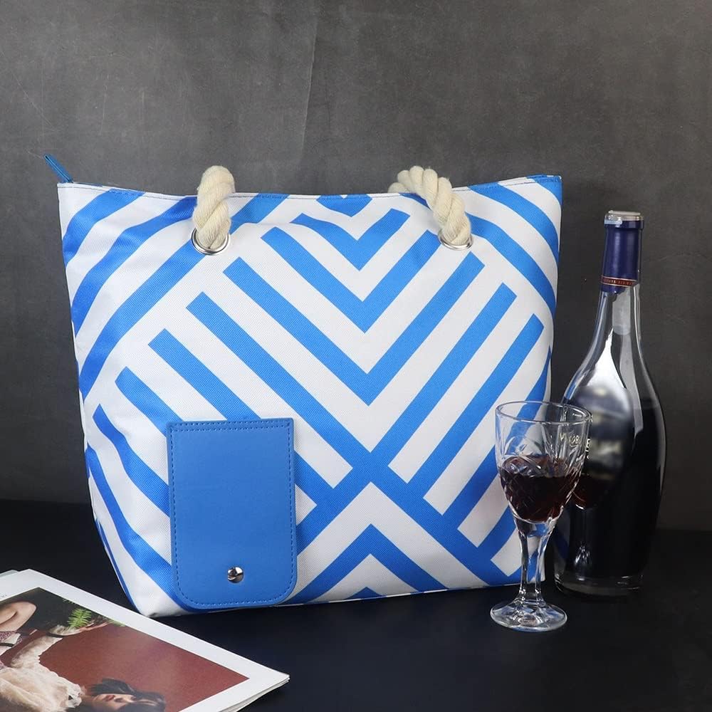 Beach Wine Tote Bag Wine Cooler Bag Leakproof Insulated Purse Carrier With Spout