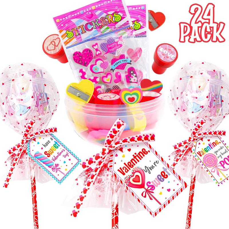 24 Pack Giant Lollipop-Shaped Stationery Set🍭