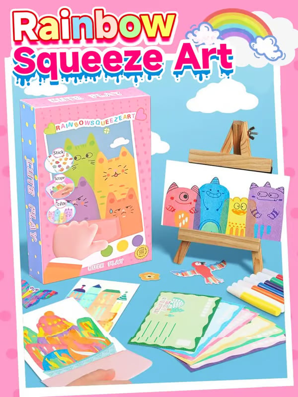 🔥Last Day 50% OFF - 🌈Rainbow Squeeze Art Kit: The Most Satisfying DIY Scrape Art Set for Kids! ✨