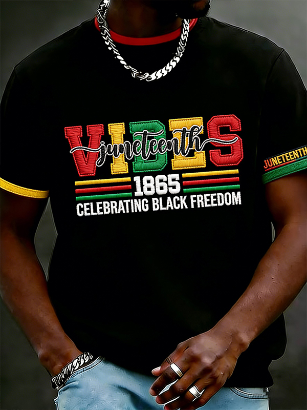 Men's Juneteenth Vibes Celebrating Black Freedom Art Print T-Shirt