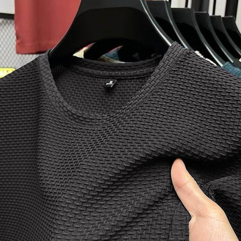 Men's Waffle Tee Top-Fashion Casual Outdoor Shirt - Dark Gray XL