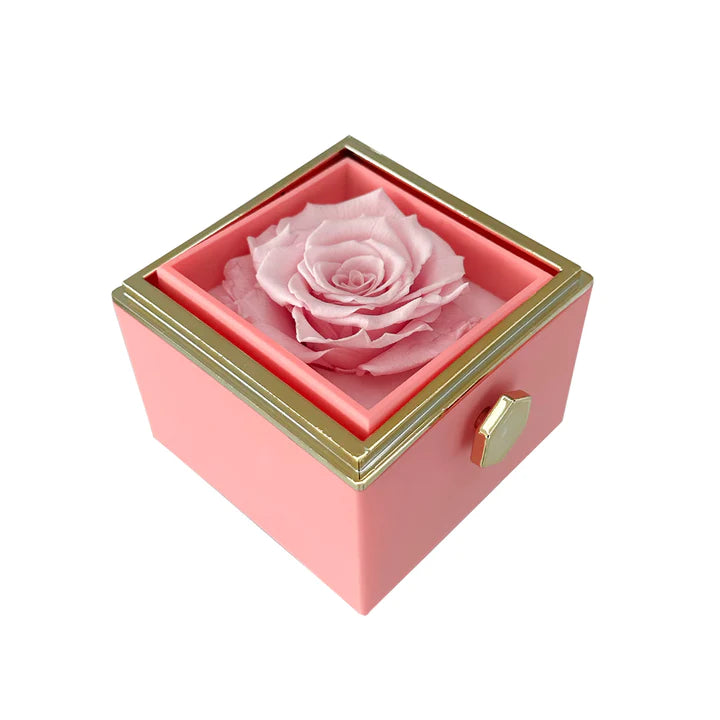 Pheromania ETERNALLY PRESERVED ROTATING ROSE BOX - W/ ENGRAVED HEART NECKLACE