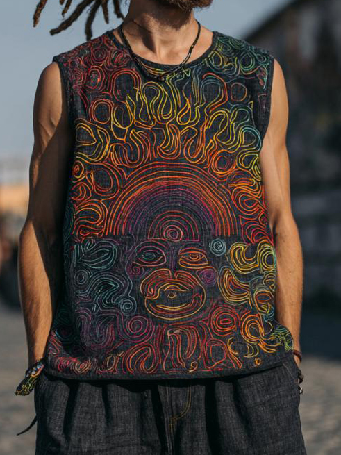 Men's Hippie Art Abstract Print Tank Top