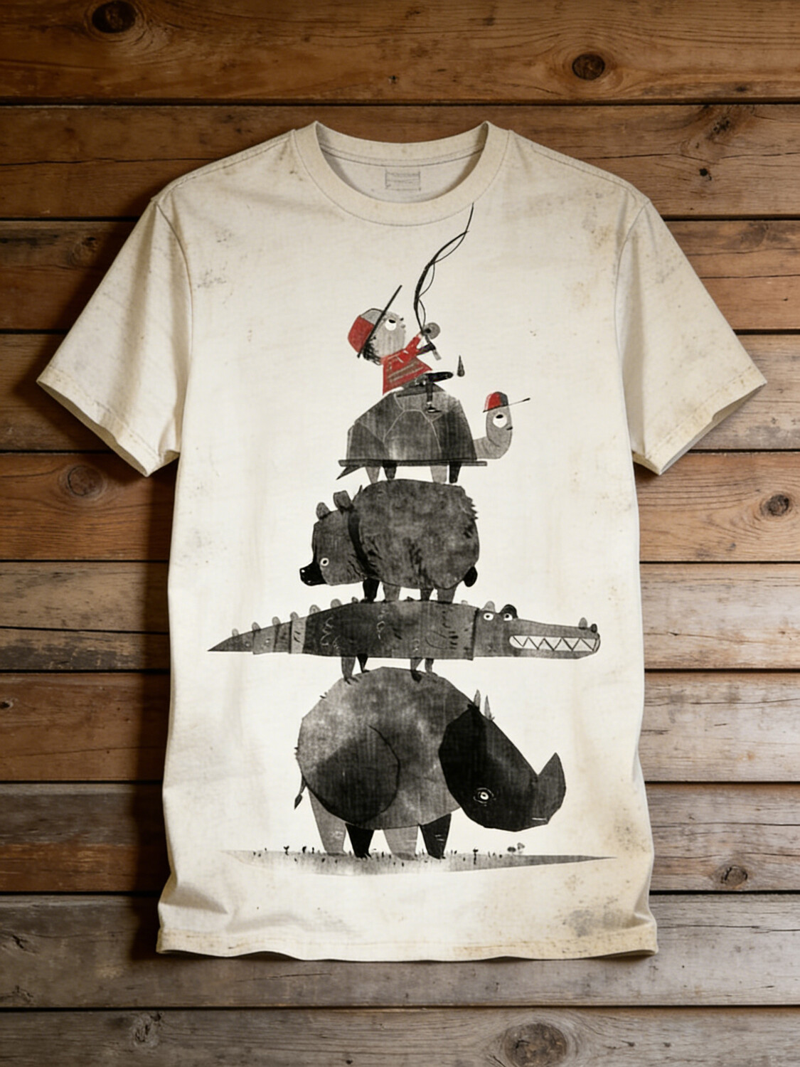 Men's Playful Animal Stack Print T-Shirt