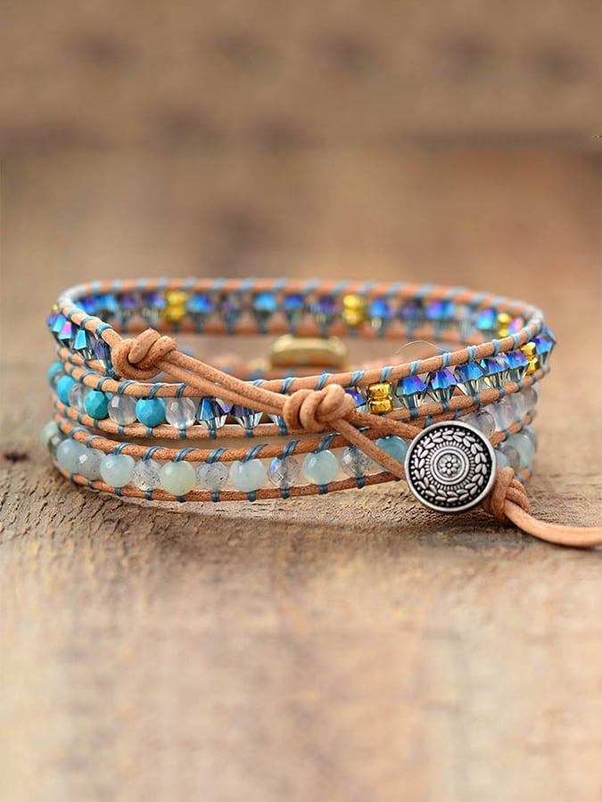 Multicolor Agate Beads Tiered Braided Bracelet