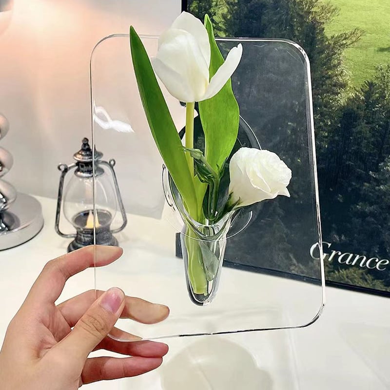 💐Mother's Day Gift - Clear Acrylic Photo Frame Flower Vase