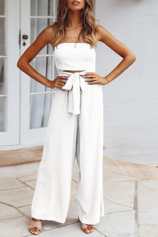 Women's Summer Fashion Sexy Tube Top Strapless Casual Jumpsuit
