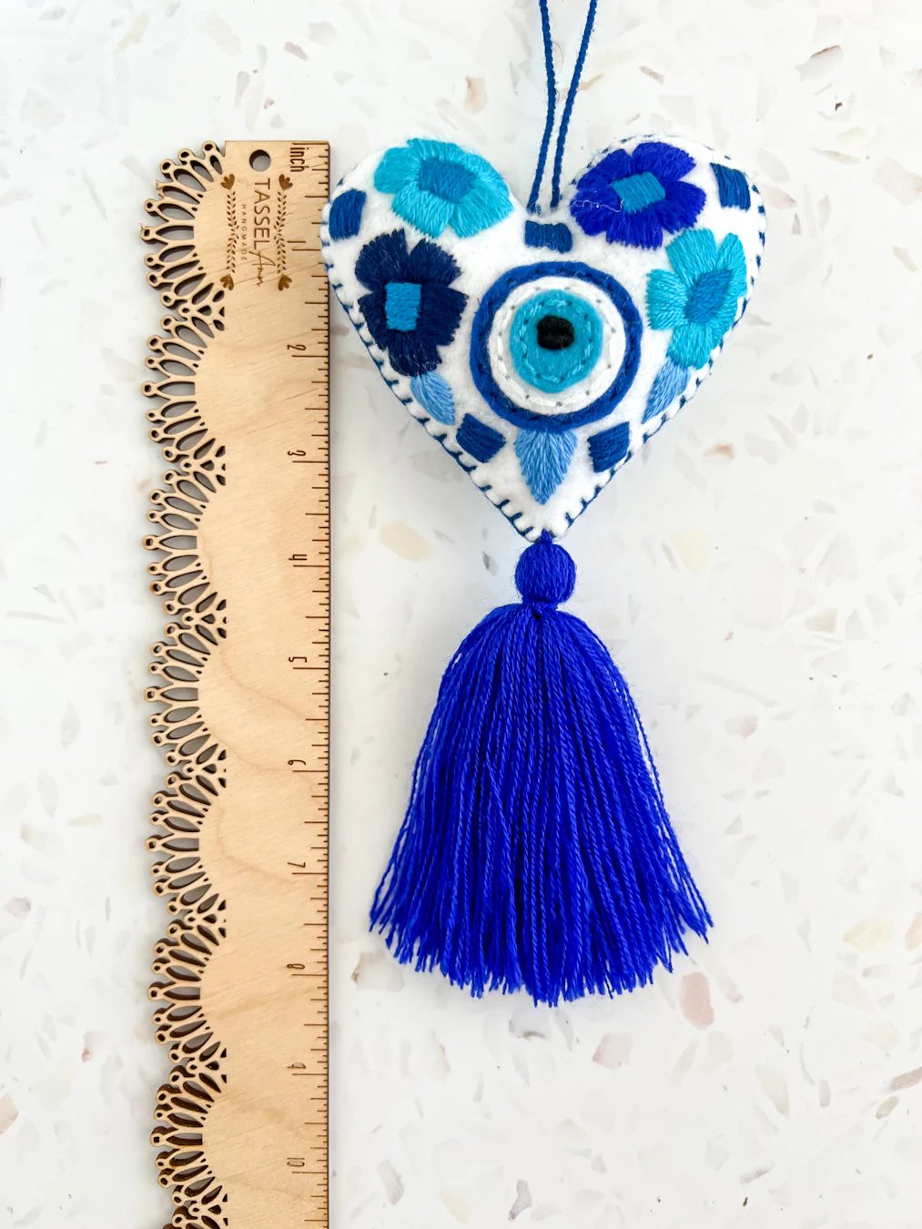 Evil eye heart embroidered tassel🎅Best Christmas Gift