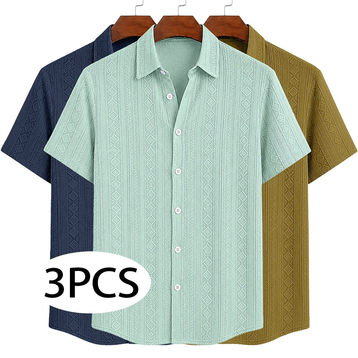 3-Pack Men's Textured Button-Down Shirts