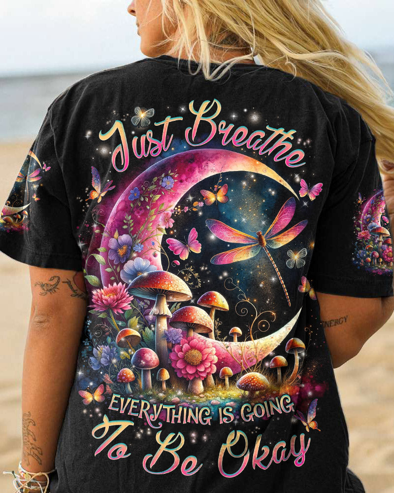JUST BREATHE DRAGONFLY CRESCENT MOON ALL OVER PRINT - TLNZ0712234