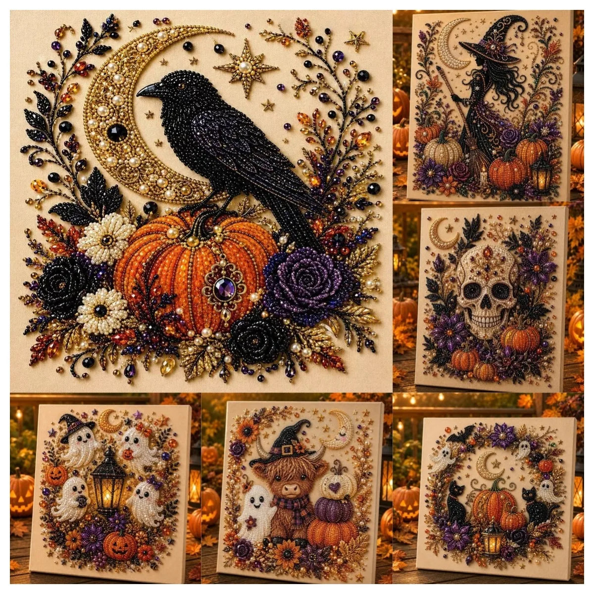 👻 Halloween Pearl Diamond Art Kit – Spooky-Cute DIY Wall Decor