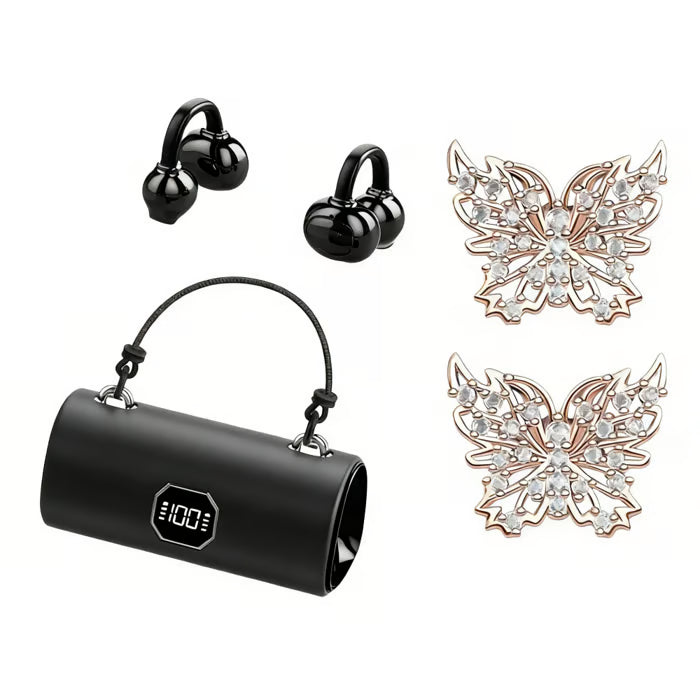 💖 Jewelry worn on your ears! Butterfly clip-on Bluetooth earphones, painless to wear, Bluetooth 6.0, IPX5 waterproof.
