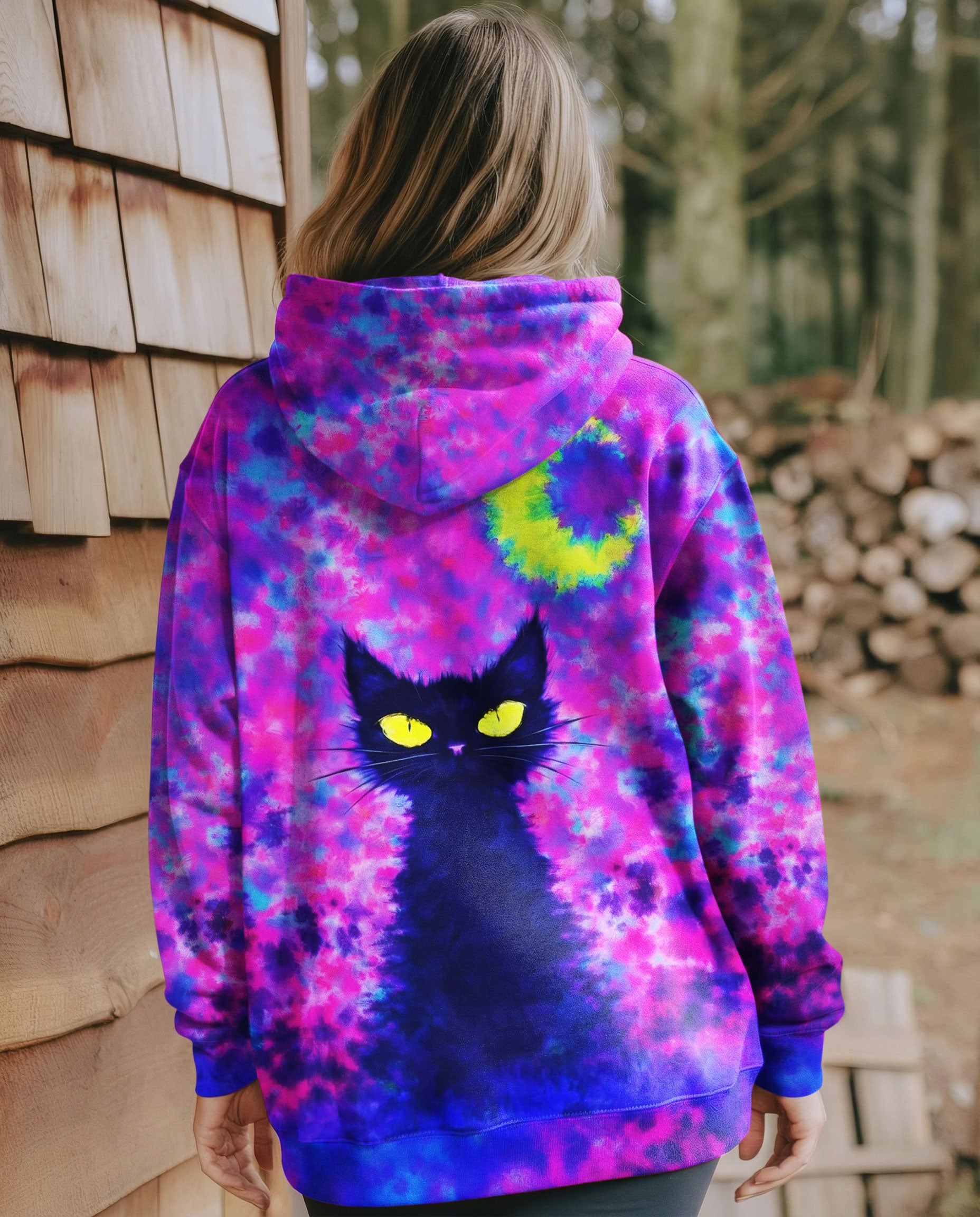 BLACK CAT CRESCENT MOON SWIRL ALL OVER PRINT - TLNO2301262