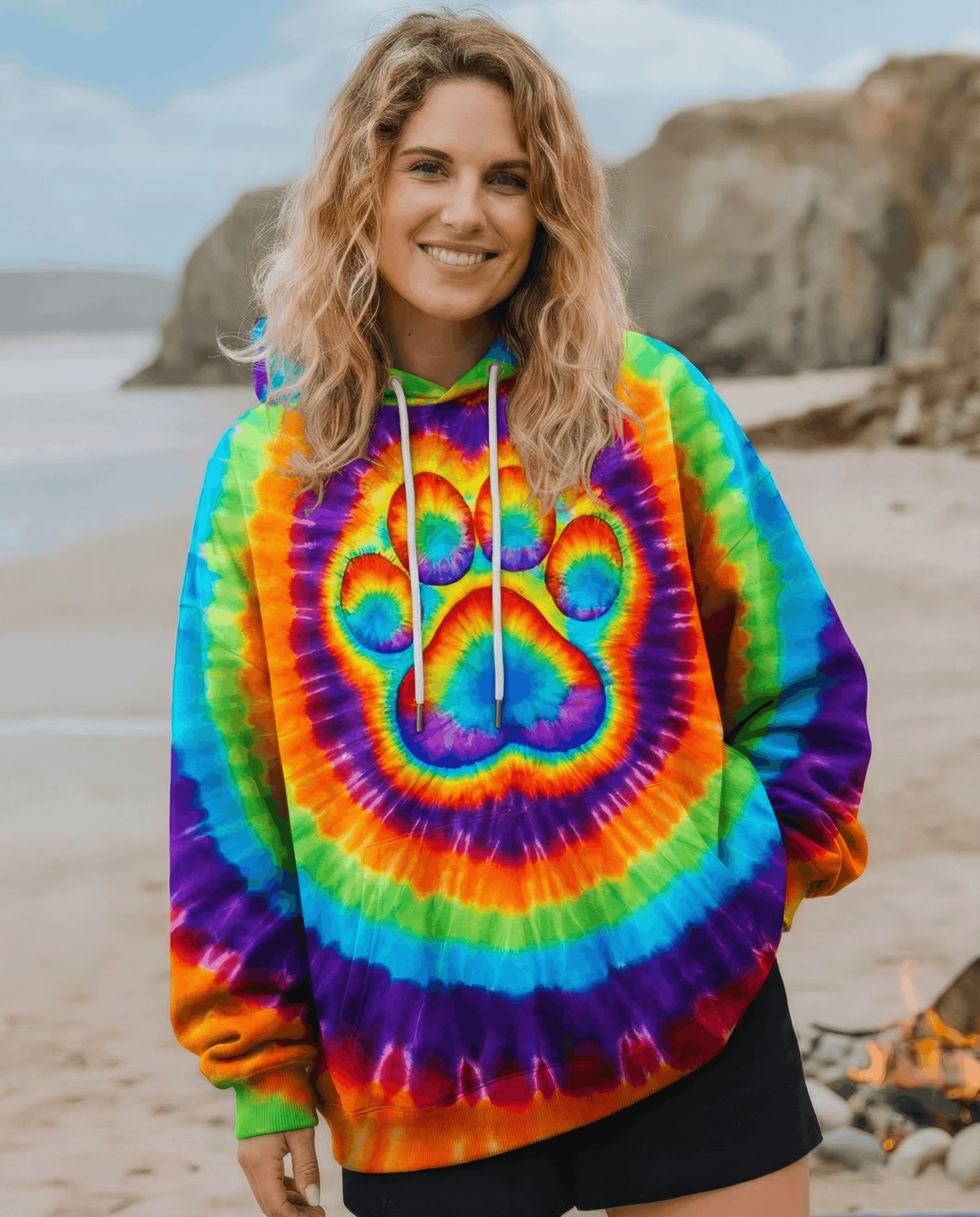 PAW PRINT COLORFUL SWIRL ALL OVER PRINT  - TLNO2402261