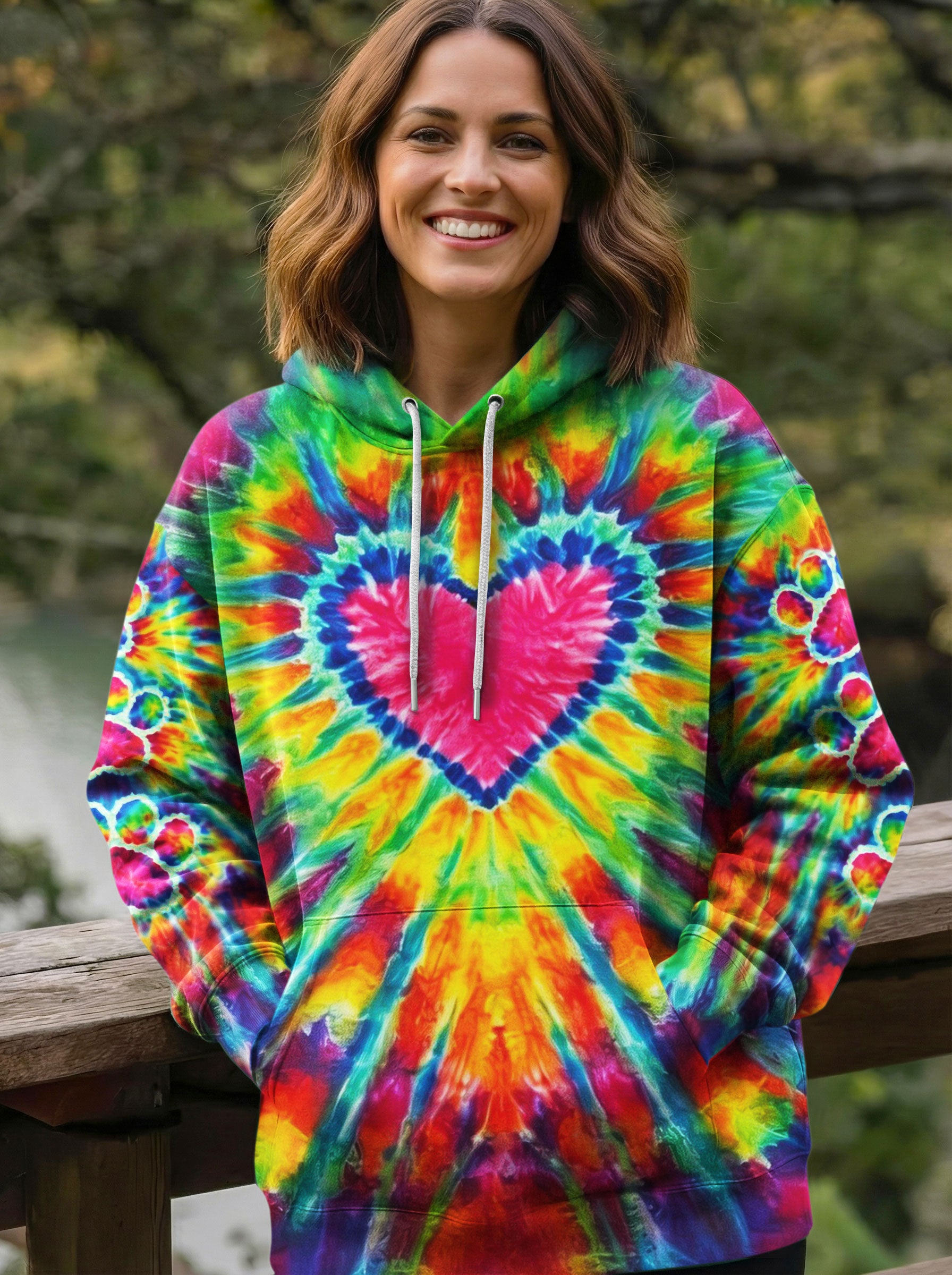 HEART PAW PRINT COLORFUL SWIRL ALL OVER PRINT  - TLNO0104261