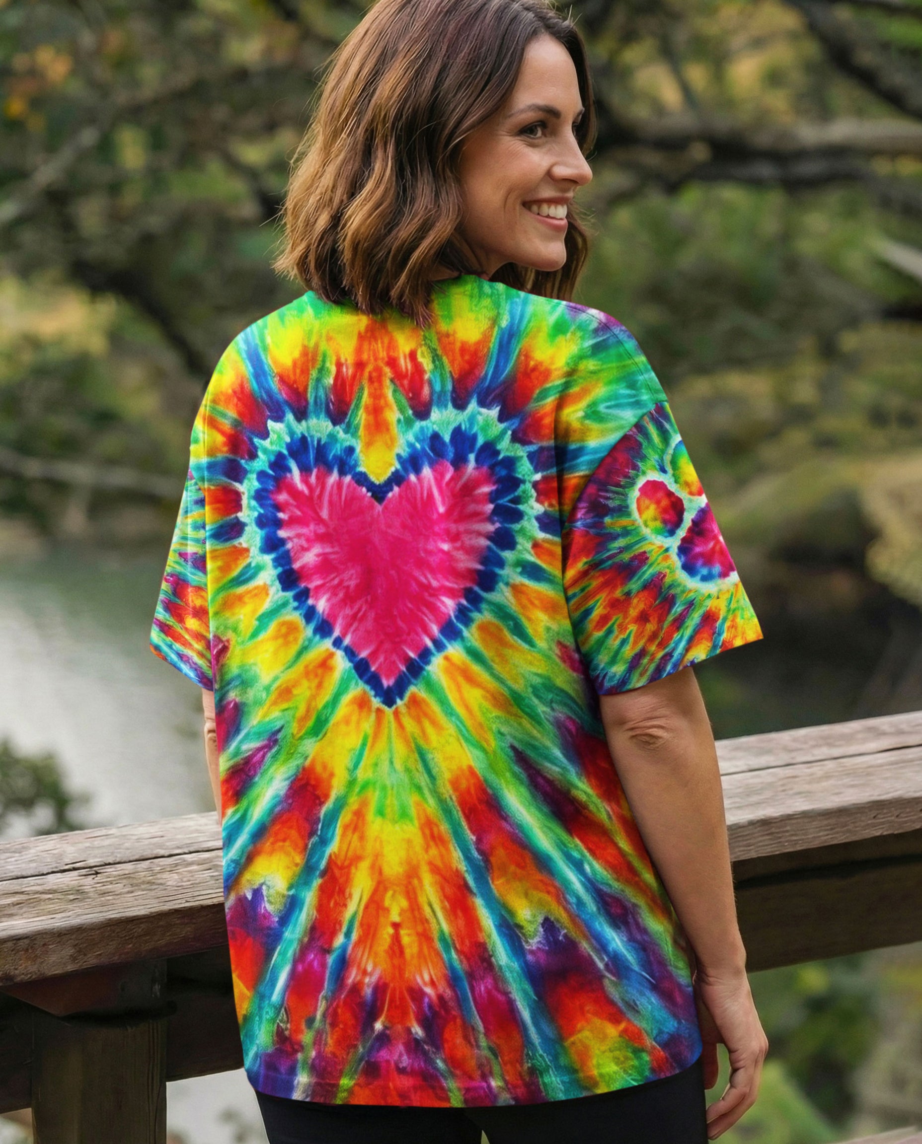 HEART PAW PRINT COLORFUL SWIRL ALL OVER PRINT  - TLNO0104261