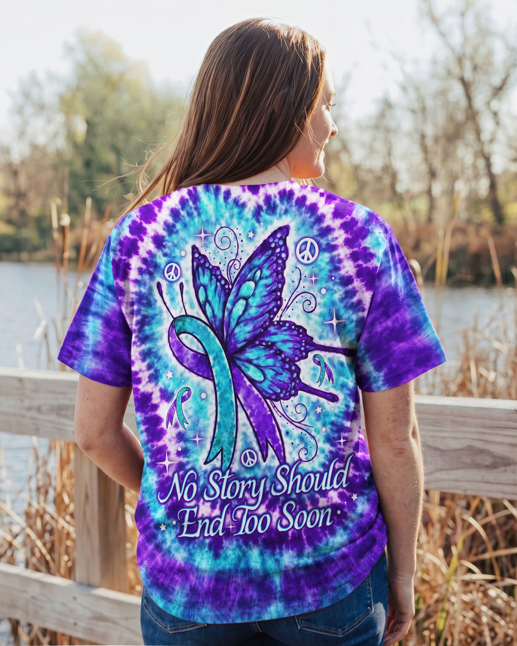 NO STORY SHOULD END TOO SOON BUTTERFLY SUICIDE PREVENTION ALL OVER PRINT  - TLNO1607261