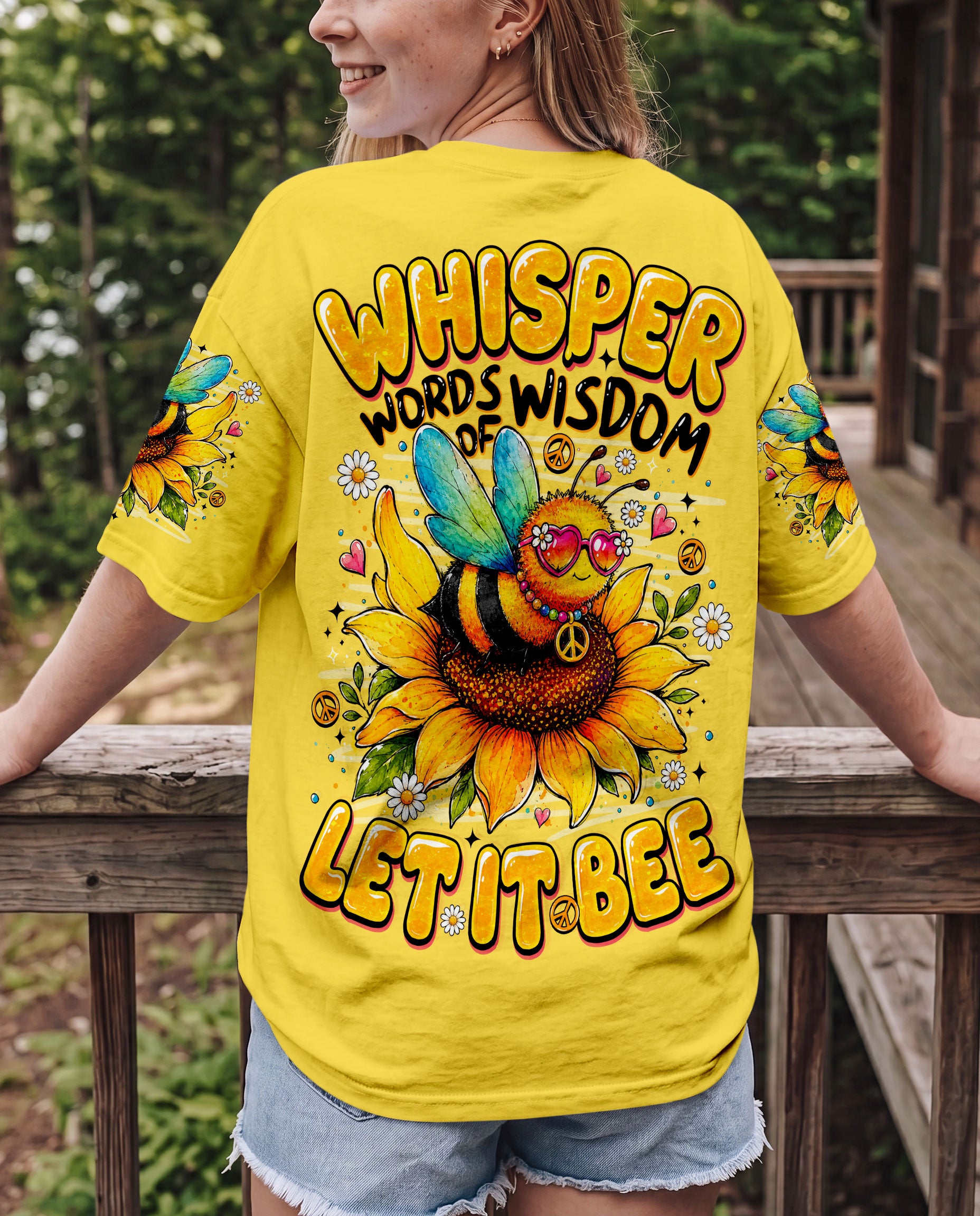 WHISPER WORDS OF WISDOM LET IT BE BEE SUNFLOWER ALL OVER PRINT -  TLNO1407261