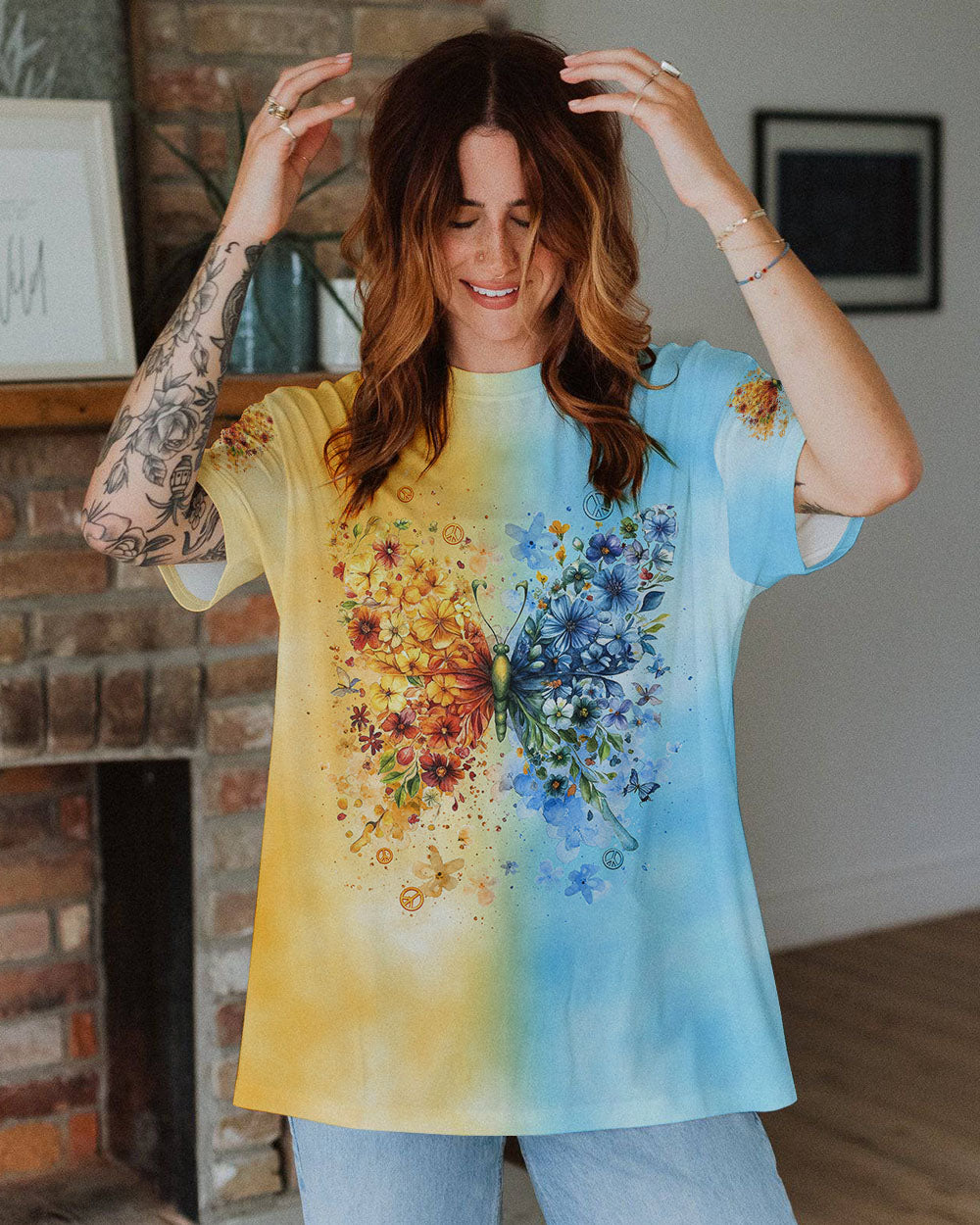 HIPPIE SOUL BUTTERFLY FLOWER ALL OVER PRINT  - TLNT2111244