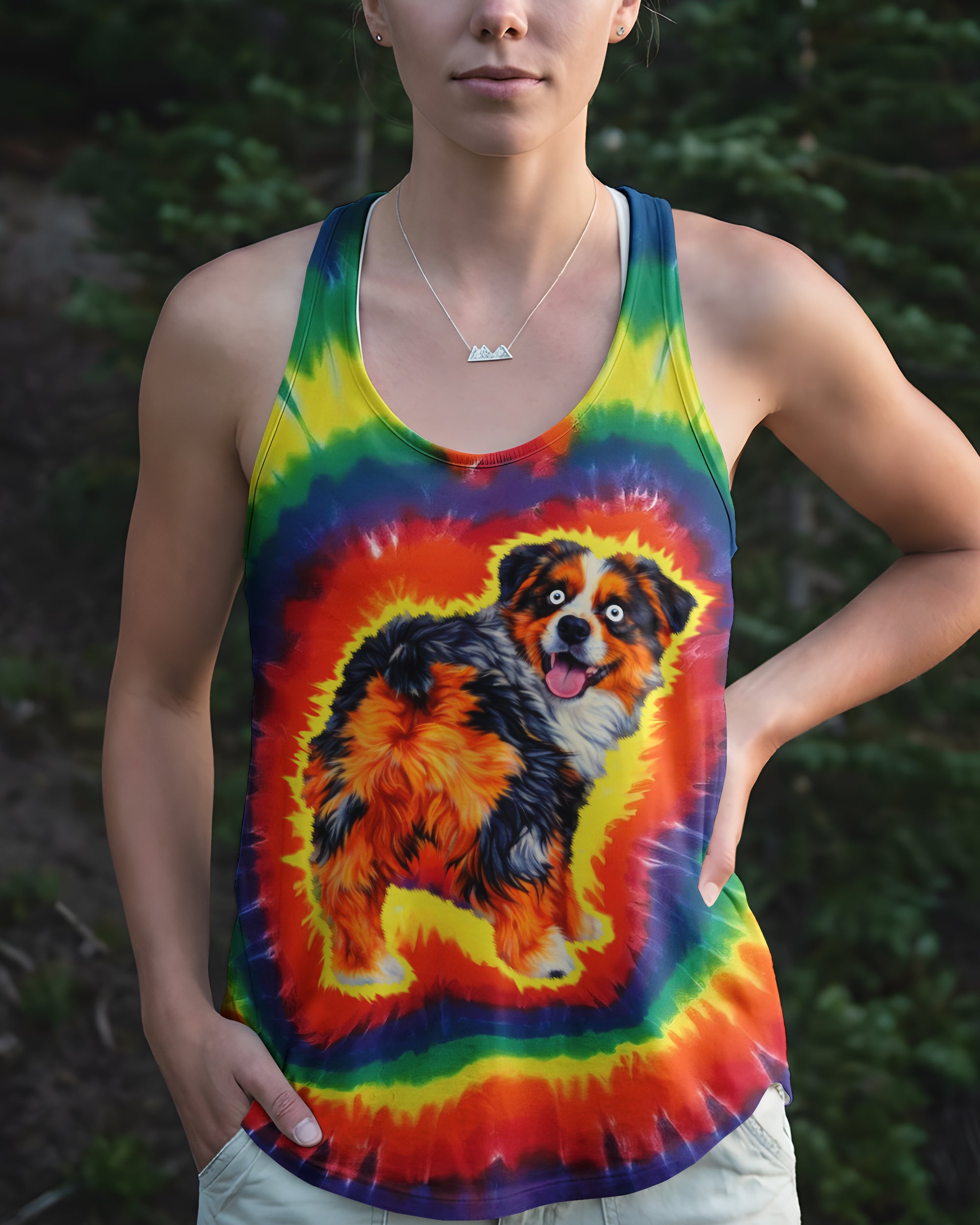 AUSTRALIAN SHEPHERD DOG COLORFUL SWIRL ALL OVER PRINT - TLTW1201261