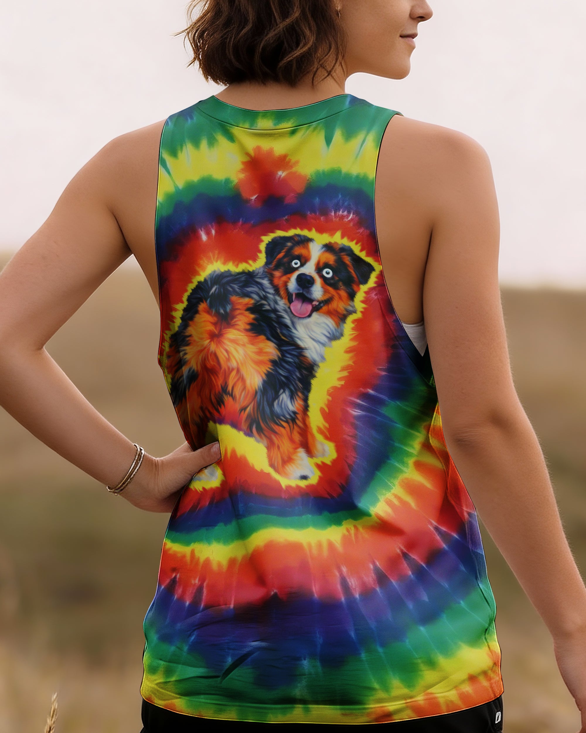 AUSTRALIAN SHEPHERD DOG COLORFUL SWIRL ALL OVER PRINT - TLTW1201261
