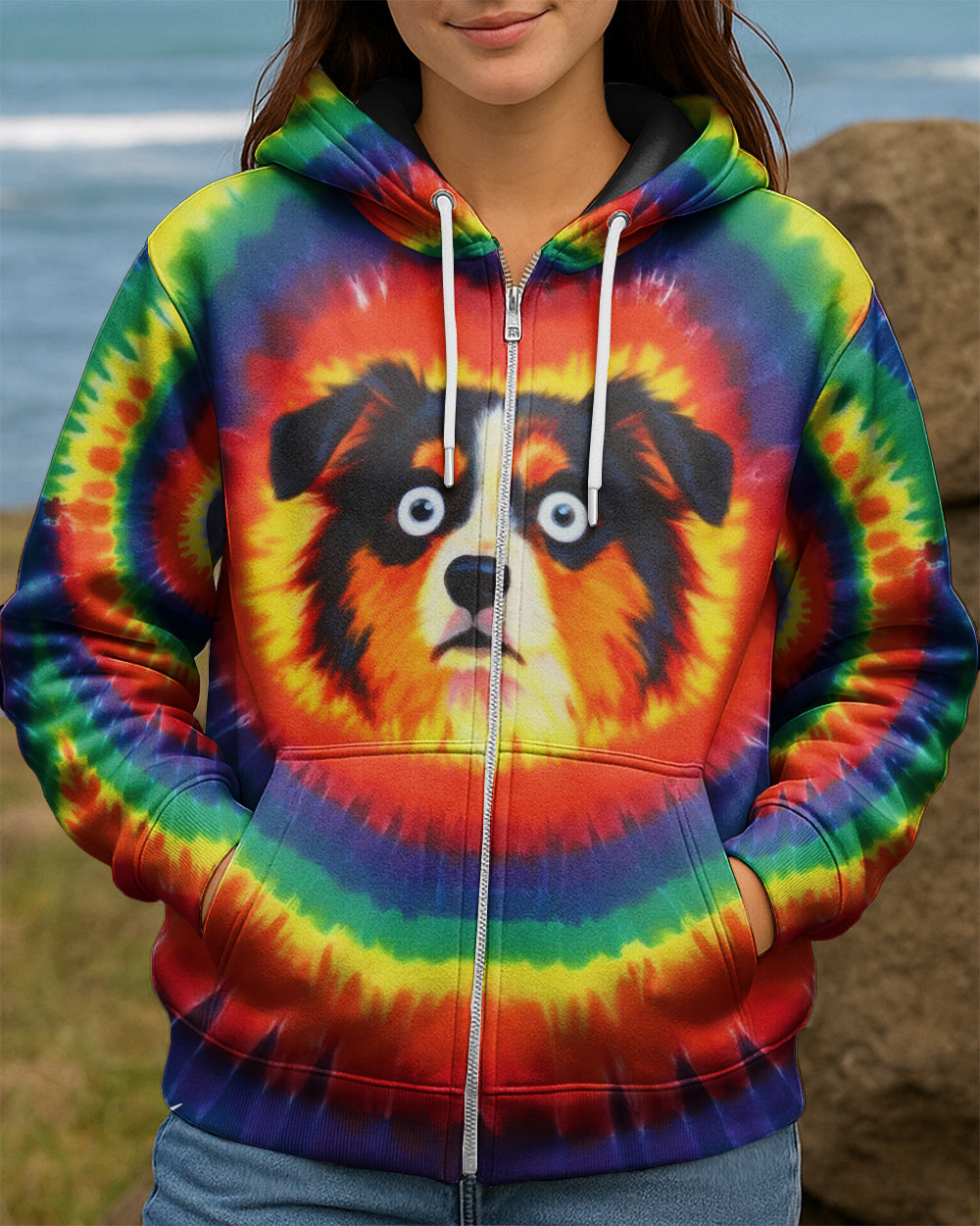AUSTRALIAN SHEPHERD DOG COLORFUL SWIRL ALL OVER PRINT - TLTW1201261