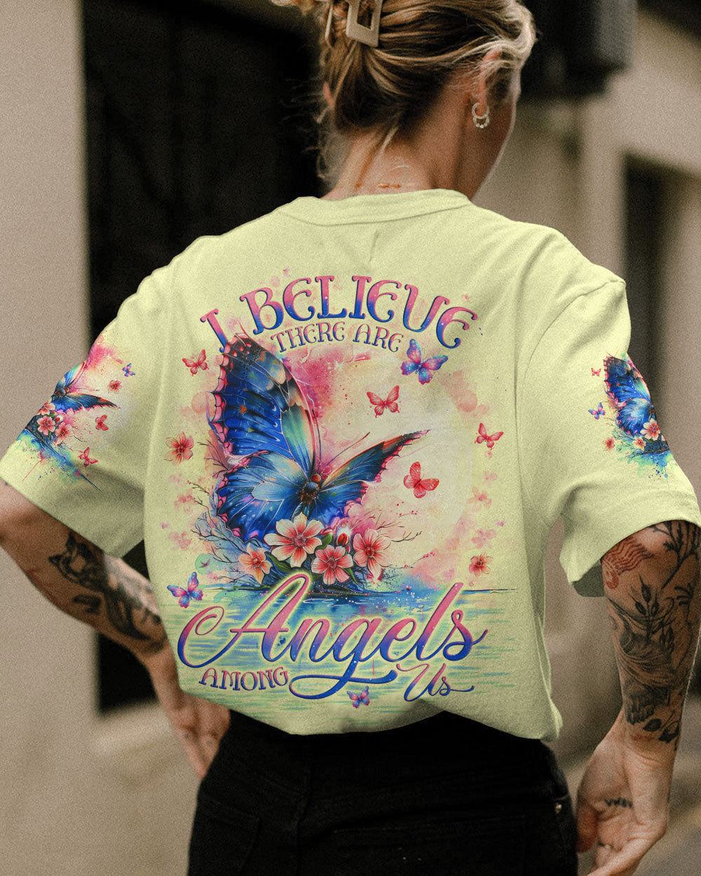 I BELIEVE THERE ARE ANGELS AMONG US BUTTERFLY ALL OVER PRINT - TLNO0104242