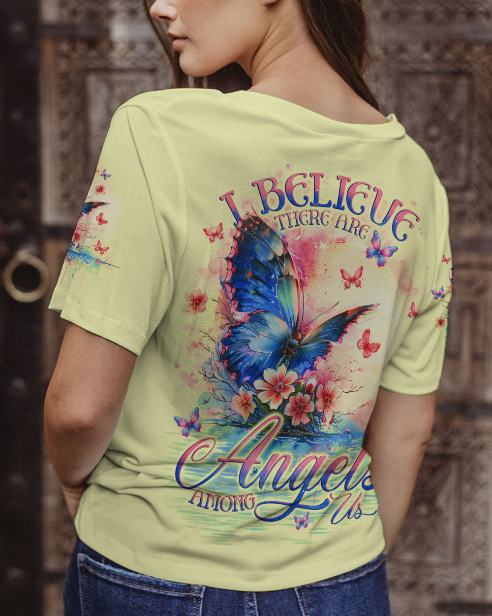 I BELIEVE THERE ARE ANGELS AMONG US BUTTERFLY ALL OVER PRINT - TLNO0104242